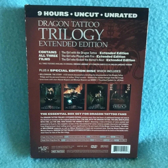 DRAGON Tattoo Trilogy extended edition DVD 9 hours uncut unrated🎉Host Pick🎉 - Picture 2 of 5